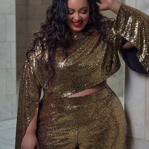 Gold Sequin Crop Top